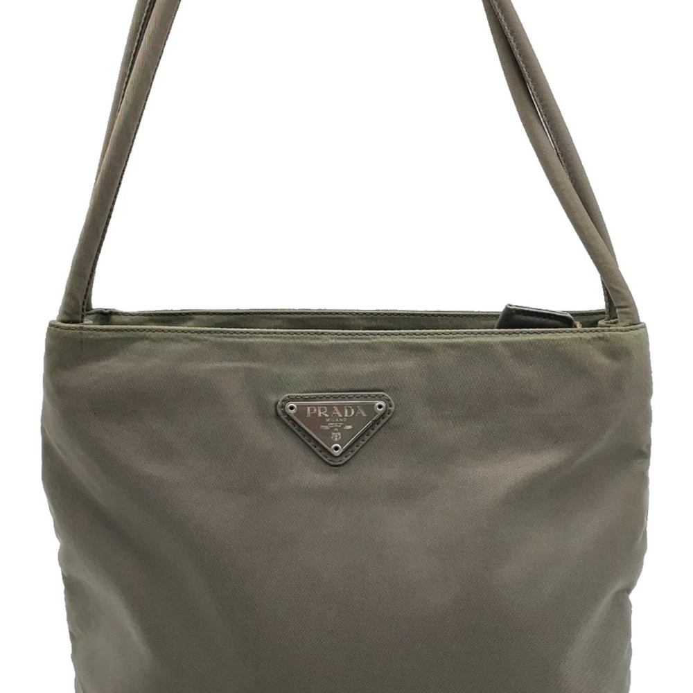 Auth Vintage Late 1990s- early 2000s Prada Khaki Shoulder Bag